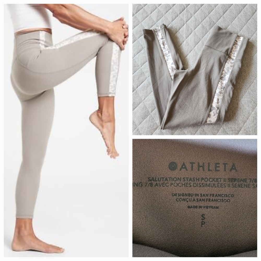Athleta Salutation Stash Pocket II Serene 7/8 Leggings Size SP